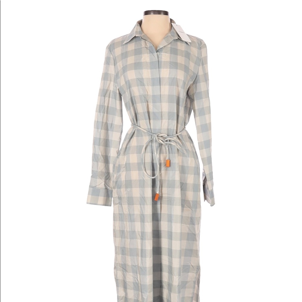 Theory Checkered Shirt Dress Blue Plaid NWT